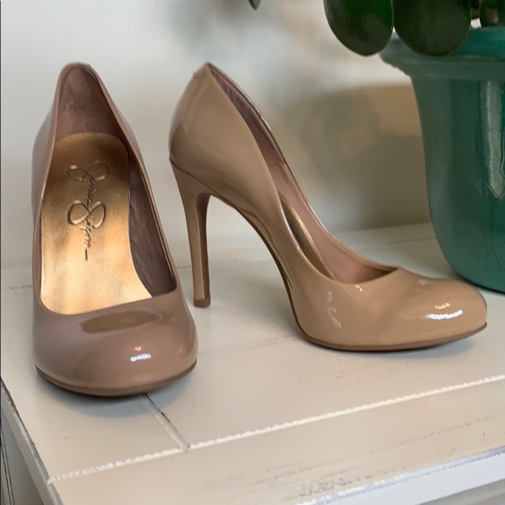 Patent leather nude Jessica Simpson heels, size 5